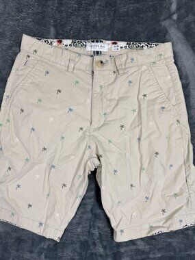 Cactus Man Beige Palm Tree Print Mens Shorts Size 30 Casual Lightweight